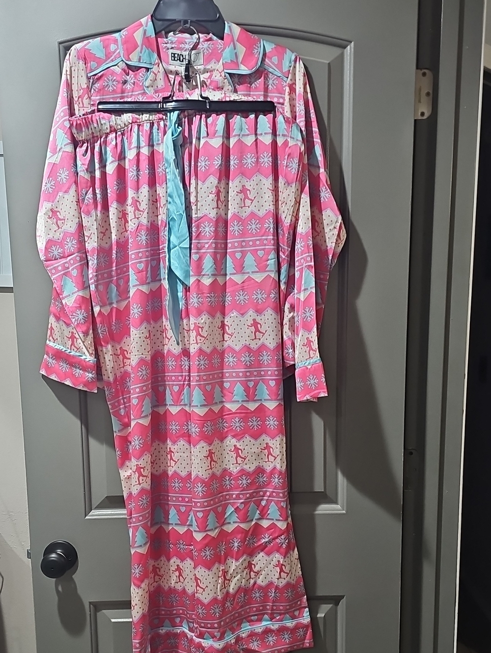 Women’s Pink & Aqua Printed 2 Pcs Sleepwear (D)